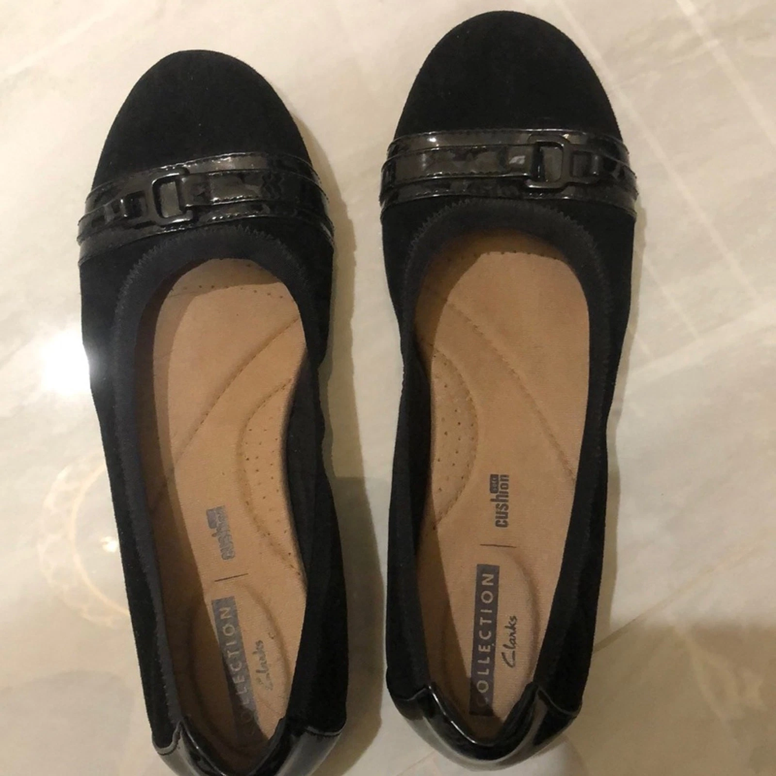 Ballerine Clarks Collection morbide con cuscino in camoscio nero