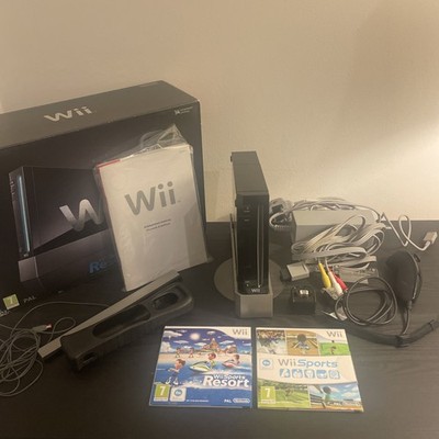 Nintendo Wii Konsole schwarz ~ Motion Plus OVP mit 2 Spielen *Wii Remote fehlt*