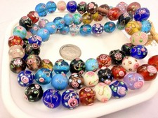 70 Pcs Colorful 10mm Handmade Lampwork Beads 10mm Closeout New Old Stock H