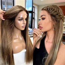 13x4 Ombre Caramel Brown Highlight Lace Front Real Human Hair Wigs Pre Plucked