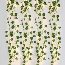 DYBOHF 4 Pezzi Edera Finta ​per Balconi 2M Artificiale Pianta con 20 Luci LED