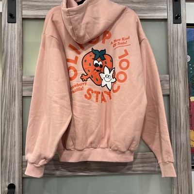 OLIPOP Stay Cool White Graphic Pullover Hoodie Fleece Women's M Hooded Pockets
