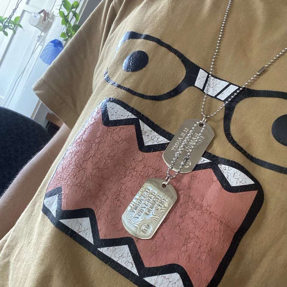 Y2K Vintage Style Dog Tag Necklace 2000s Grunge Fashion Streetwear Chain Skater - Image 4 of 4