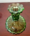 Fenton Thumbprint Colonial Green Glass Single Candlestick Holder Vintage