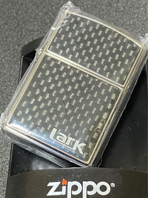 Zippo Lark Carbon Silver Black One Sided Processing Lighter Regular Japan