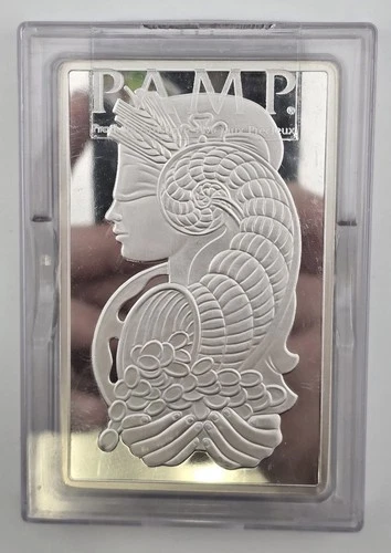 Pamp Suisse Lady Fortuna 10 oz .999 Silver Bar with Assay Card Silver Bullion