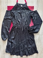 Michael Kors Shimmery Black Snake Embossed Cold Shoulder Flounce Dress