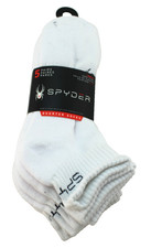New SPYDER Size 6-12 6 Pair White / Spyder Logo Men's Quarter Low Ankle Socks