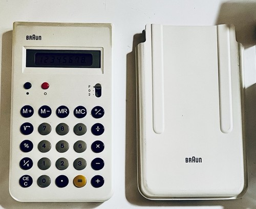 BRAUN ET55 control LCD Taschenrechner weiß OVP calculator full set 1981 Rams Era - Photo 3/13