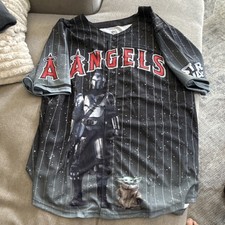 Los Angeles Angels Mlb Star Wars Grogu Black Pinstripe Baseball Jersey Xl Los Angeles Angels Mlb Star Wars Grogu Black Pinstripe Baseball Jersey Xl