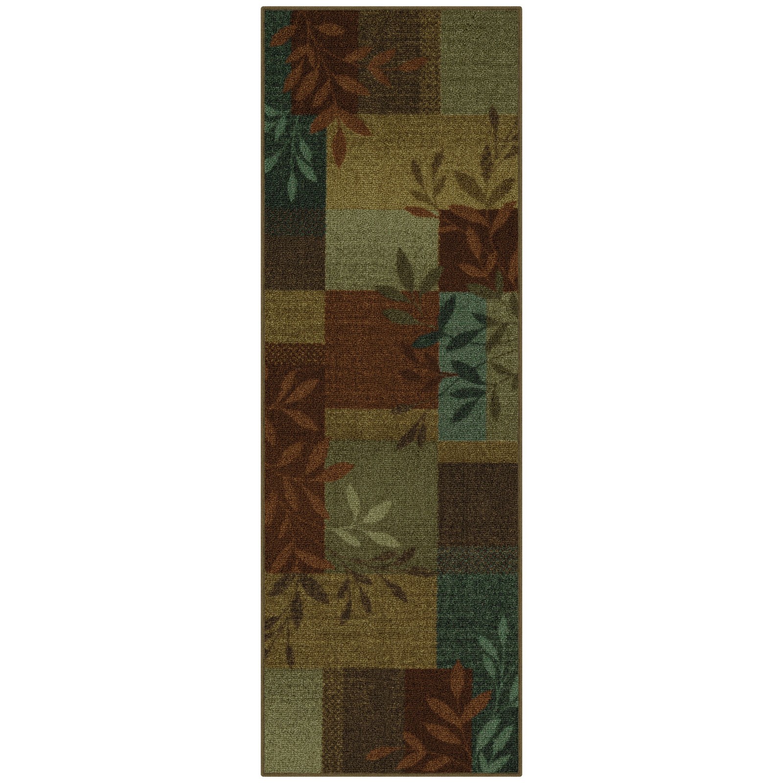Mainstays Traditional Leaf Block Multicolor Indoor Hallway Runner Rug, 1'8