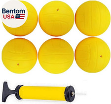 Spike Replacement Balls 6 Yellow Soft Balls with Pump for Roundnet Game