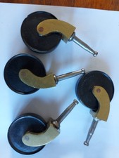 4 x  BRASS PLASTIC VINTAGE  TRADITIONAL FURNITURE CASTOR SWIVEL WHEELS 50MM
