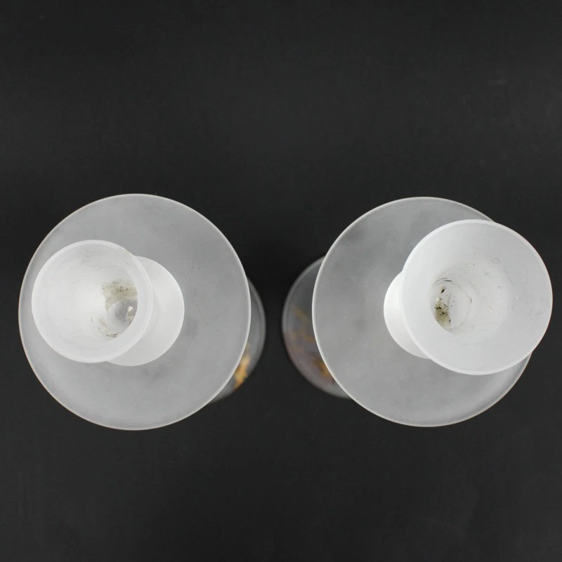 Lot of 2 Frosted Glass Candlestick Holders Pair 14" Tall - Image 2 of 4