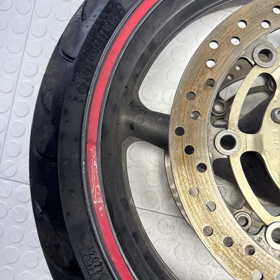 2001 2001-2006 Honda CBR600 CBR 600 F4I roda dianteira aro pneu dobrado eixo preto fabricante de equipamento original - Imagem 3 de 4