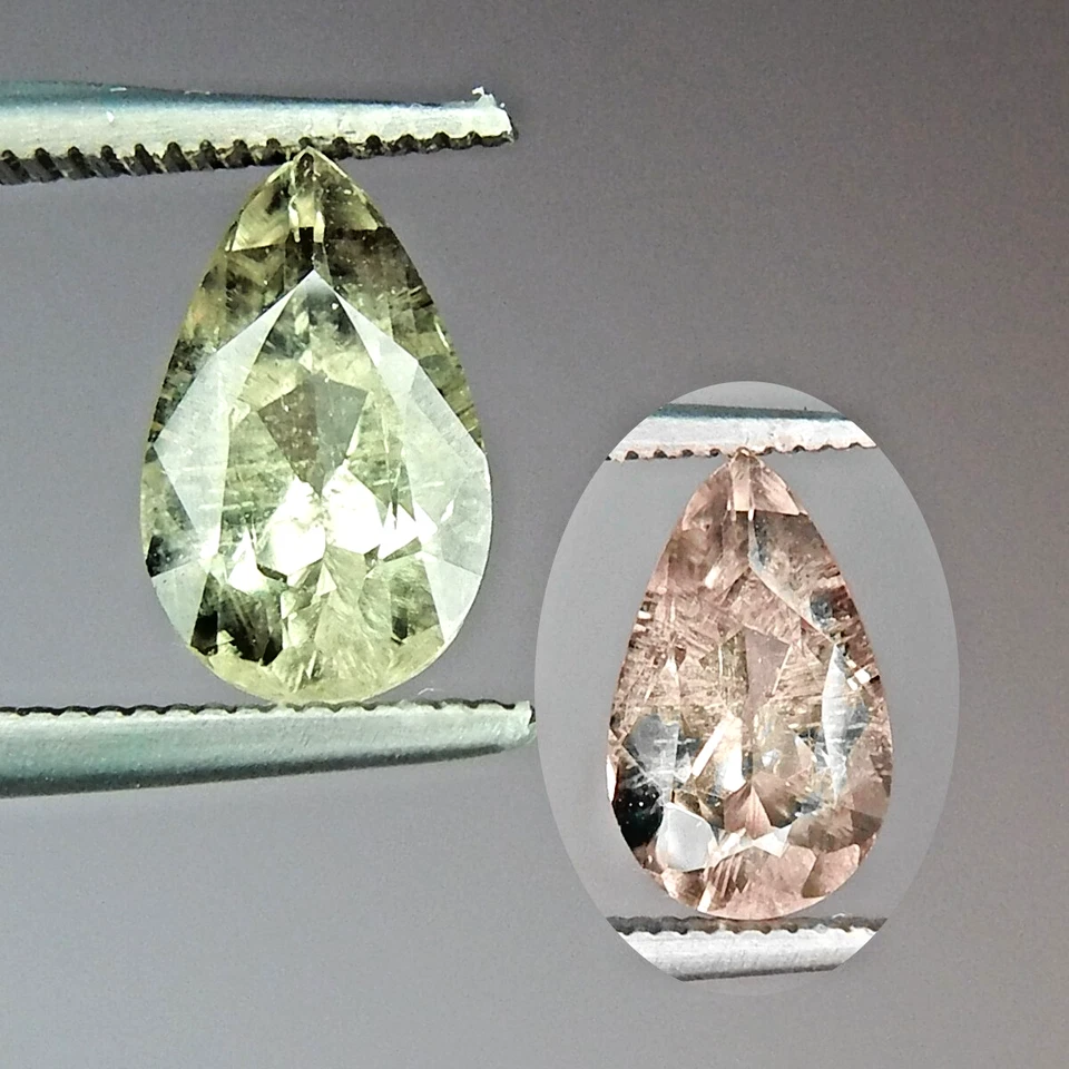 MEJOR 2.5ct Cambio de Color Diáspora Verde a Rojo Natural Minado Sin Calentar Pera Pavo Foto 2 de 4