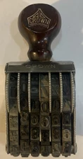 CROWN Rubber 6 Band Numbering Stamp w/ Symbols Vintage Office Tool USA Made