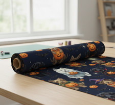Dog breeds wearing Halloween Printed Cotton Fabric By The Yard