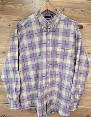 VTG Burberry London Classic Button Plaid Long Sleeve Shirt Men Large 90s USA
