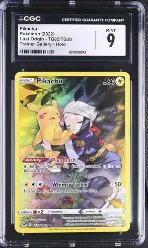 2022 POKEMON SWORD & SHIELD LOST ORIGIN #TG05 FULL ART/PIKACHU CGC 9