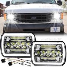 Fit Ford E-150 E-250 2003-2014 Van 2PCS 7x6'' LED Headlights DRL+20'' Light Bar