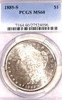 1885 S Morgan Beautiful PCGS graded MS-60 San Francisco Mint free ship Sigma++