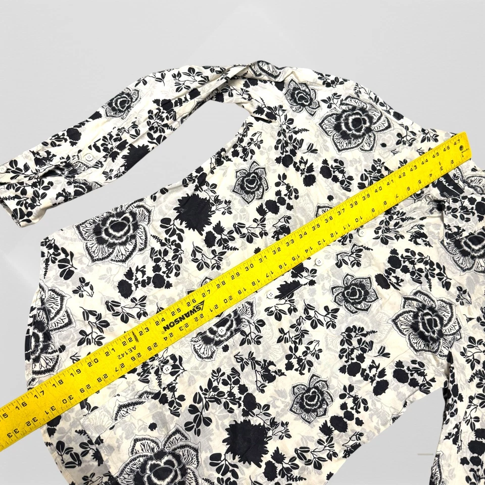 Howe Creative Work Force Men’s Black Floral Print Cotton Button Up 20.5x33 M - Image 3 of 4