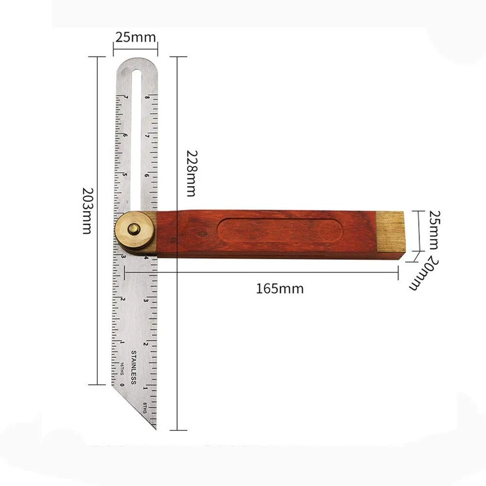 360° Sliding T-Bevel Angle Finder Tool, 9-Inch Protractor for Woodworking - Image 2 of 4