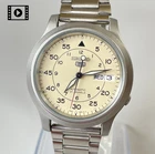 SEIKO 5 7S26-02J0 [US Stock] Vintage Military Beige Dial Men's Silver 21J N.Mint
