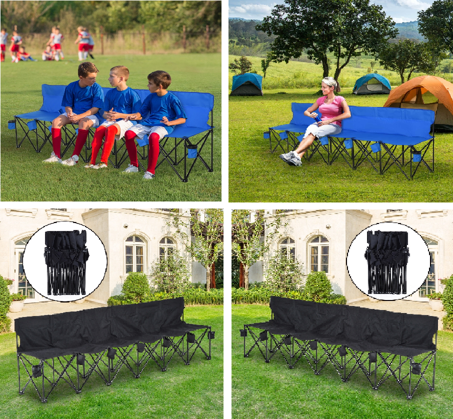 Football 6Seater Folding Sports Bench Outdoor Camping Portable
