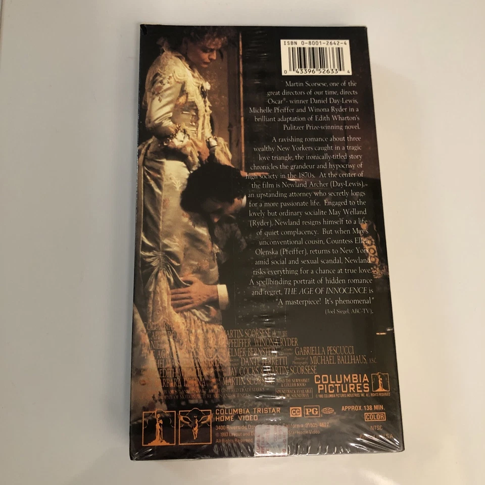 The Age of Innocence (VHS ,1993 ) Winona Ryder Daniel Lewis New Vintage - Image 2 of 4