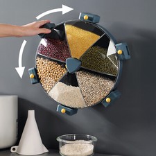 6in1 8.5L Wall Mount Cereal Dispenser Dry Food Organizer 360  Rotation Container