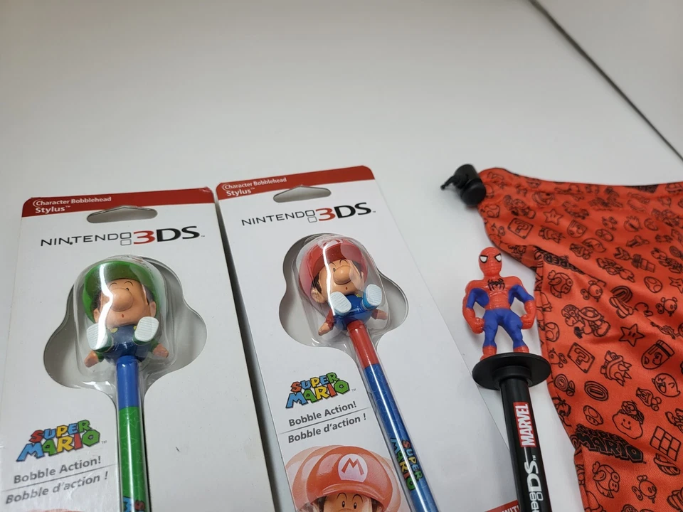6 LÁPICES ADULTOS Y BEBÉS LUIGI & MARIO/YOSHI/SPIDERMAN + FUNDA PARA NINTENDO DS 3DS Foto 3 de 4