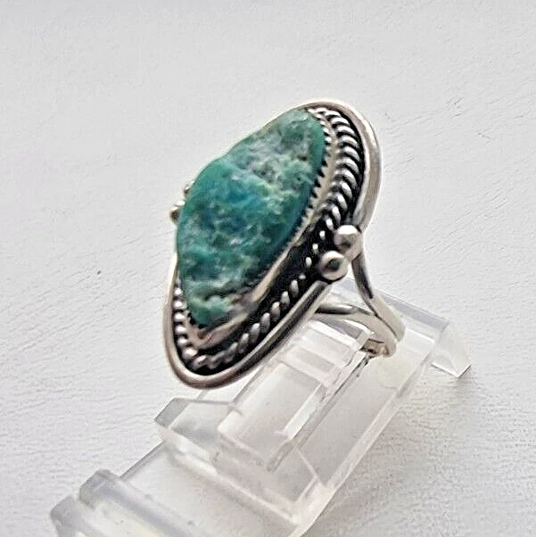 NATIVE AMERICAN STYLE 925 STERLING SILVER NATURAL TURQUOISE RING SIZE 4.75 - Image 3 of 4