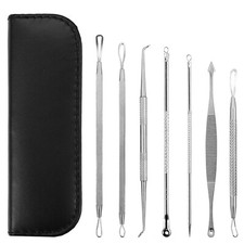 New Silver, Stainless Steel Blackhead Remover Kit Set of 7
