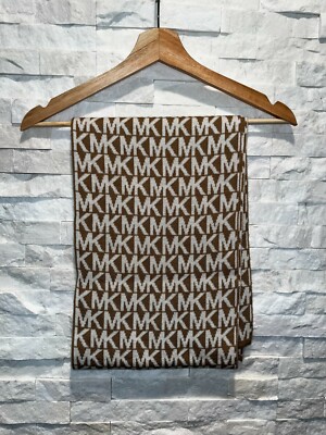 EUC Unisex MICHAEL KORS Beige White Scarf 64