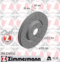 2X Zimmermann 290.2269.52 Bremsscheibe FüR Jaguar