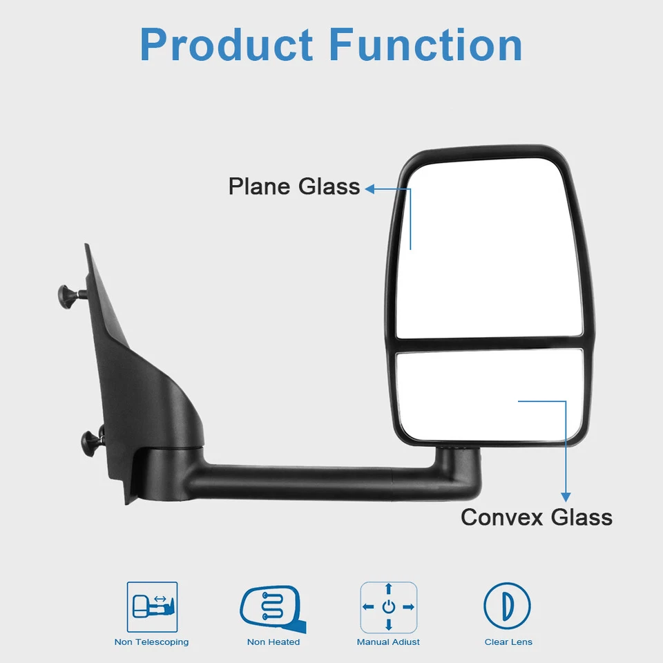 Espejo retrovisor manual lado pasajero para 03-17 Chevy Express Savana negro liso Foto 2 de 4