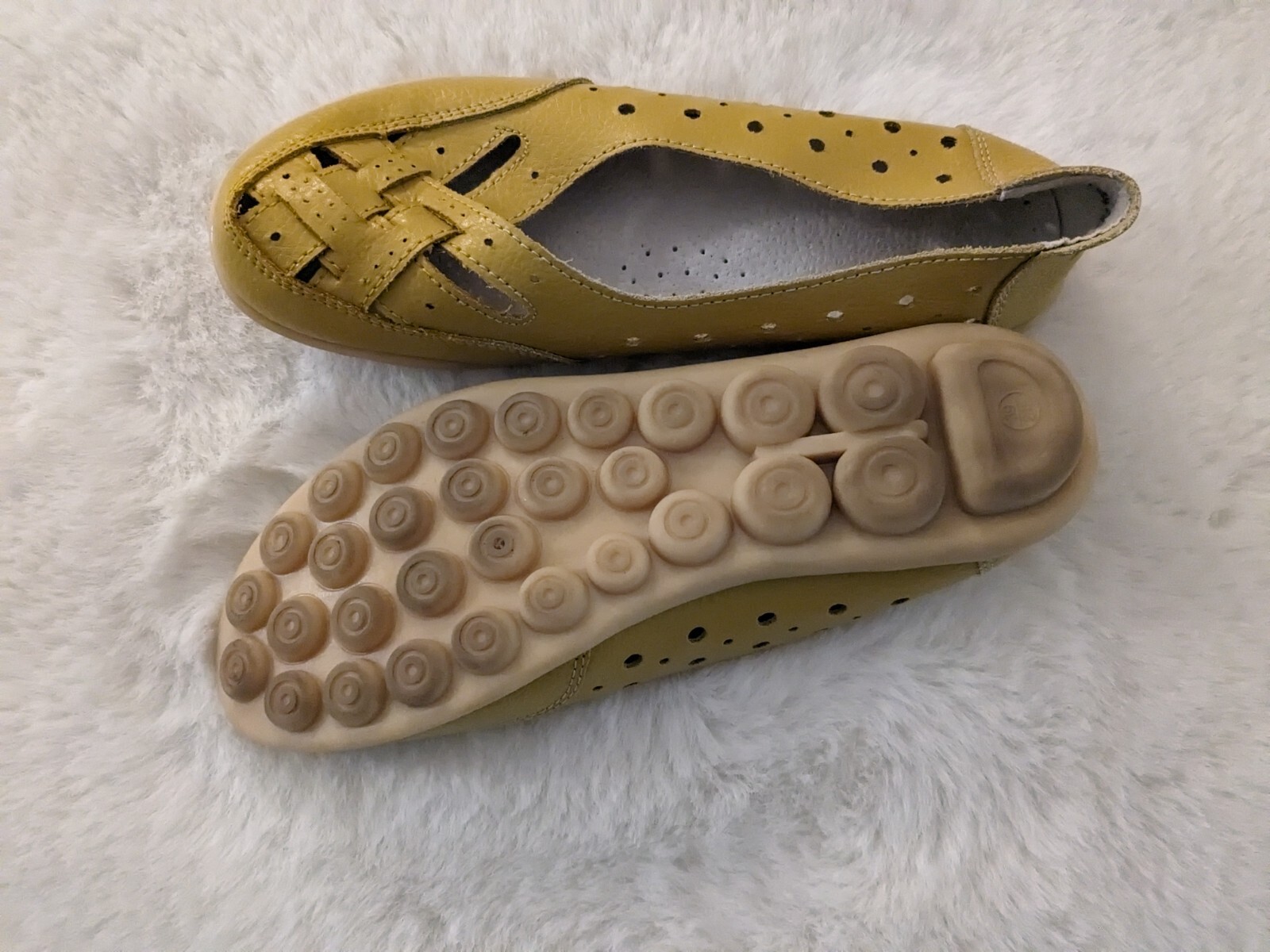 SAOLA Mocassini donna Aniaohee Boho in pelle suola in gomma gialla taglia 7