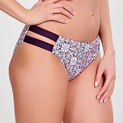 Panache Nina Bikini Slip lila weiß Übergröße 20 geteilte Träger seitlich unten