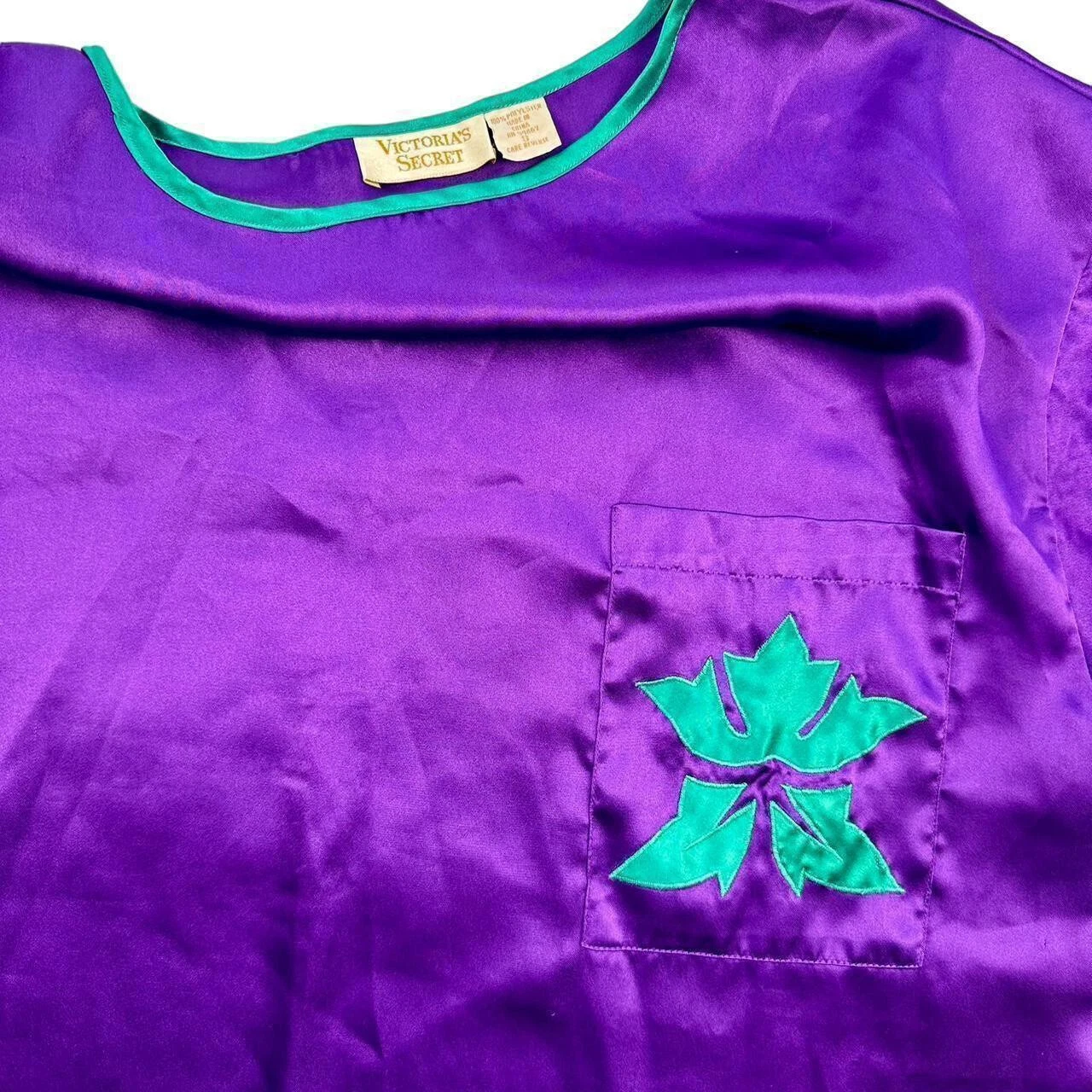 UNDERCOVER Pigiama vintage anni 80 Victoria's Secret viola tasca t shirt abito camicia da notte taglia S
