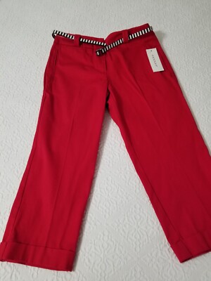 NWT Hannah Womens Sz 6 Red Crop Cuff Pants Barbie Core