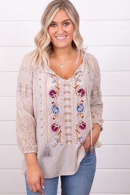 eyelet peasant blouse