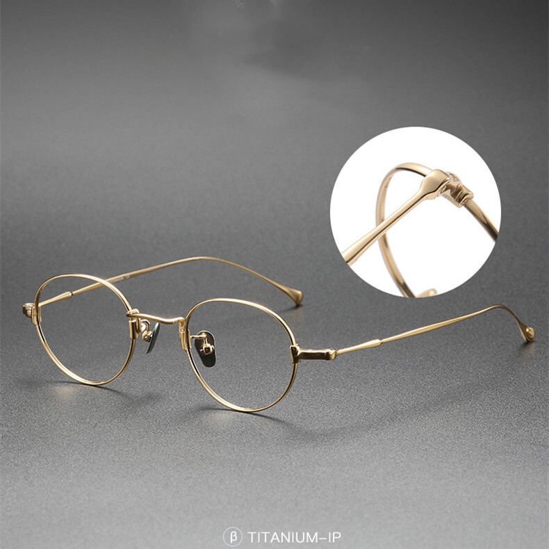 KMN53 Pure Titanium Oval Eyeglasses Frame 7g Japanese Retro