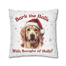 Yellow Labrador Retriever Dog Lab Pup Santa Hat Christmas Square Pillow Cover