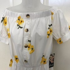 NEW wTag-Hint of BLUSH Yellow Floral Off Shoulder Dress Junior's XL