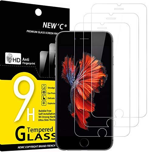 NEW'C 3 Pezzi, Vetro Temperato per iPhone 6 e iPhone 6S, Pellicola (r5V)