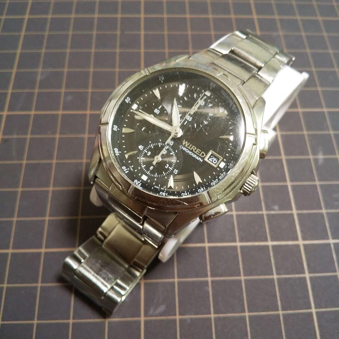 時計 SEIKO WIRED TITANIUM 7T92 MENS QUARTZ Vintage Seiko Wired Chronograph 7T92 0BX0 Black Dial Men