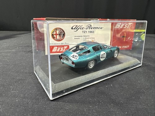 Best 1/43 Scale Model Car 9068 - Alfa Romeo TZ 1 Le Mans '64 Diecast Turquoise - Picture 20 of 24