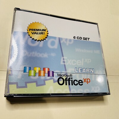 Microsoft Office Xp LEARN Interactive Turtorial 6 Cd Nice CLEAN 2001 Vtg